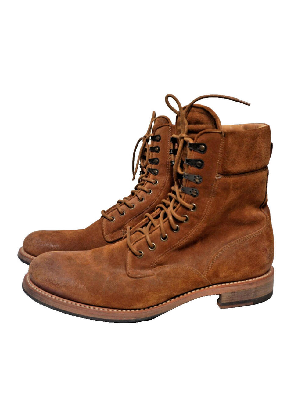 Rag & Bone Mens Officer Boots Size 10.5 Brown Distress Suede Lace Up Lug Sole